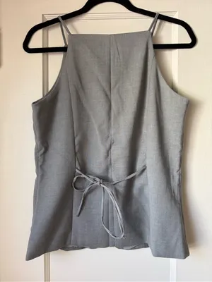 Abercrombie & Fitch Gray Button-Front Sleeveless Jumpsuit Top thumbnail 3