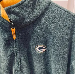 NFL Green Bay Packers Fleece Quarter Zip Sweatshirt Embroidered Retro XL thumbnail 2