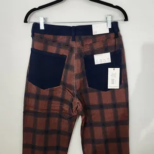 WeWoreWhat Women's Navy and Brown Plaid Jeans Size 27 NWT Icon Jeans Plaid thumbnail 6