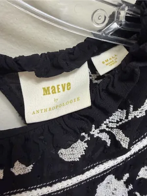 Maeve Anthropologie Winona Lace Embroidered Top Blouse Black White Size Small thumbnail 9