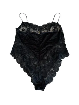 Vintage 80s Black Silky Nylon & Lace Teddy Lingerie Dark Romantic Cottagecore thumbnail 8