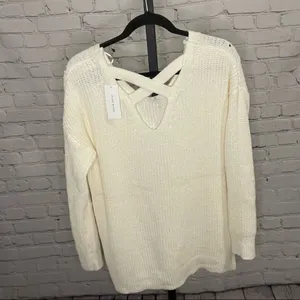NWT Pink Rose Cream Knit Sweater Size Large thumbnail 2