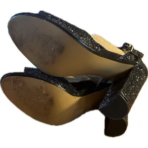 Betsy Johnson Women's Black‎ Glitter Platform Block Heel Sandals Size 8 1/2 thumbnail 5