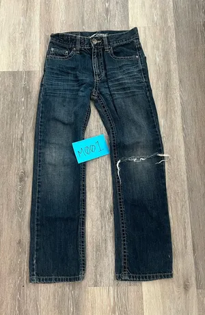 Request Jeans Girls 12 Y2K Dark Wash Distressed Straight Leg Embroidered Denim thumbnail 1