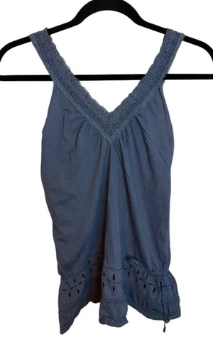 Abercrombie & Fitch Vintage 2000s Y2K Blue Eyelet Cami thumbnail 1