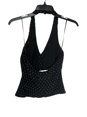 LIONESS Brat Halter Top in Onyx Polka XSmall New Womens Sleeveless Tank thumbnail 6