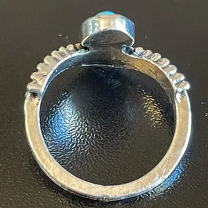 Turquoise stone silver plated woman crown ring size 5 thumbnail 4