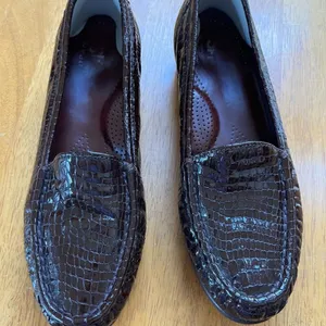 SAS Sz 7.5 M Shiny Brown Flat Loafer Croc Lightweight Slip On Moccasin‎ thumbnail 10