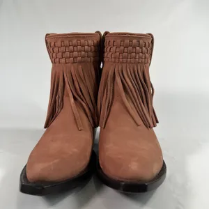 Frye Women's Sacha Short‎ Fringe Nubuck Leather Bootie in Rose Cake Size 6B Boho thumbnail 4