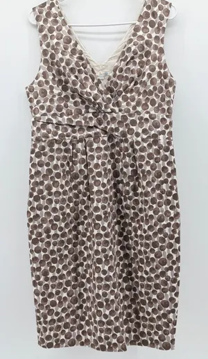 Boden WH251 Women Brown Polka Dot V-Neck Sleeveless Cotton Sheath Dress Size 10R thumbnail 1