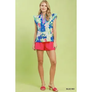 Umgee‎ Bold Floral Flutter Sleeve Top - Large thumbnail 4