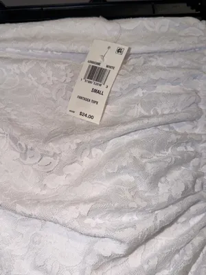 Madden Girl White Lace Strapless Asymmetrical Ruched Top thumbnail 3