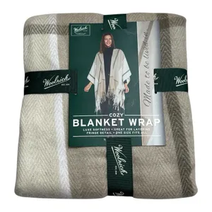 NEW Woolrich Luxe‎ Soft Cozy Blanket Shawl Wrap Cape Beige/Tan Holiday Gift OS thumbnail 1