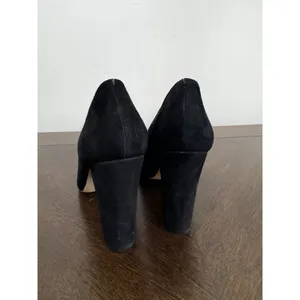 J. Crew Block-heel black pointed toe suede pumps size 9 thumbnail 2