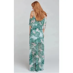 Show Me Your MuMu Caitlin Ruffle Maxi Dress Floral Hanalei Dream Tropical XS thumbnail 4