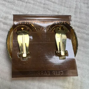 Vintage Joel Powell Designs Clip Earrings Gold/Orange thumbnail 2