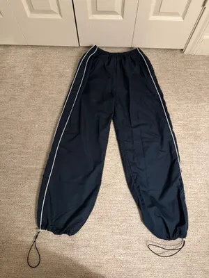 Navy Blue Track Pants with White Stripes Size XS thumbnail 2