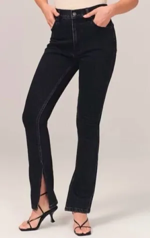 Abercrombie Jeans Size 24 Black Denim Split Hem‎ High Rise Skinny Pants Capsule thumbnail 1