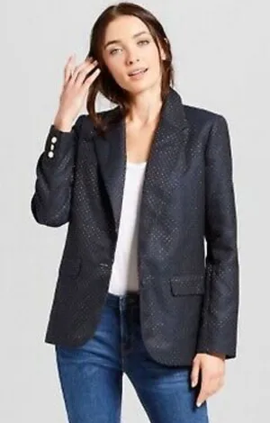 ✨HP✨A New Day Navy & Gold Dot Boyfriend Blazer✨ thumbnail 1