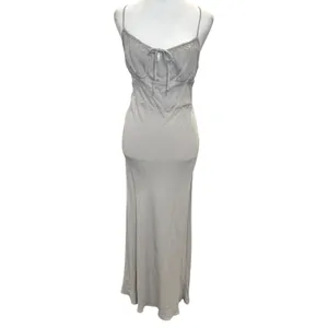 Aritzia Wilfred Bellow Dress 12 Ruched Bodice‎ Midi Bias Cut Gray Smocked Back thumbnail 2