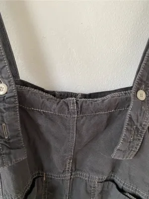 Free People cotton Charcoal Button-Front Pinafore Mini Skirt thumbnail 5