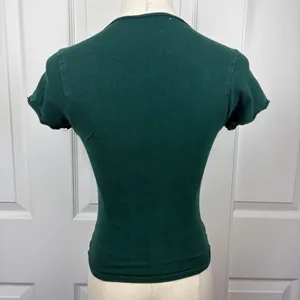 Dark green ruched short sleeve crop top Size XS thumbnail 3