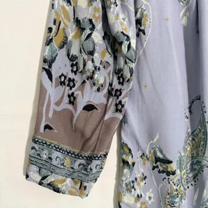 Free People Purple‎ Paisley Floral Boho Mini Dress Long Sleeve Babydoll Tunic XS thumbnail 10