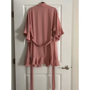 Birdy Grey Kenny Robe Matte Dusty Rose Pink Ruffle‎ Sleeve Tie Waist M/L thumbnail 5