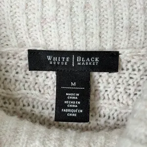 White House Black Market Wool Cowl Neck Patchwork Poncho Sweater Grey Medium thumbnail 9
