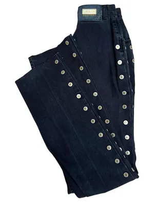 VTG Lawman Bareback Western Jeans High Rise Relaxed Fit Side Button Black Sz 5 thumbnail 1