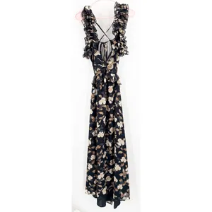 Petal & Pup Lucah Dress Size Large Frill Floral Maxi Wedding Formal Cocktail Blk thumbnail 6
