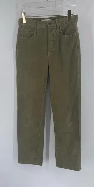 Madewell‎ classic straight Jean green corduroy Full length pants size 26 thumbnail 1