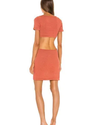 Cult Gaia Billie knit cutout short sleeve mini dress in Jasper size L large NWT thumbnail 4