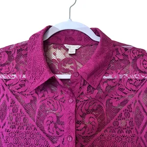 Cato All Over Lace Top Tunic Blouse 14/16W Burgundy Cover Up Overlay Fairy Boho thumbnail 3