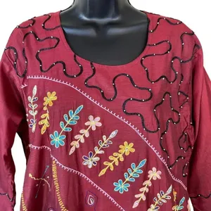 Embroidered Flared Sleeve Kurti Maxi Dress NWT thumbnail 2