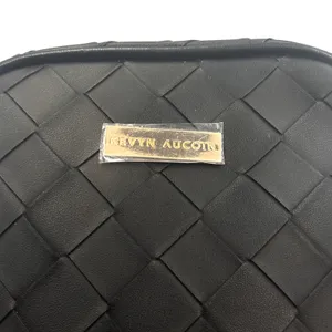 Kevyn Aucoin Woven Makeup Bag Black Faux Leather Travel Case Gold‎ Hardware NEW thumbnail 6