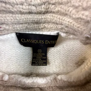 Classiques Entier Lambswool Angora Geometric Turtleneck Sweater Cream Grey XS thumbnail 5