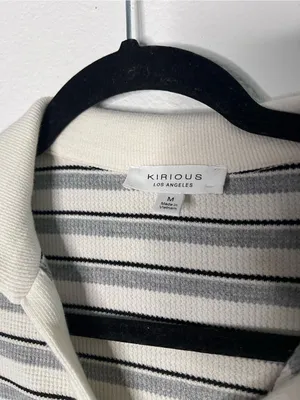 Women grey stripped polo collared dress thumbnail 3