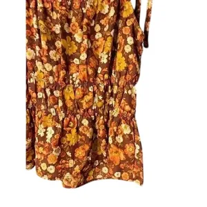 Floral Tie-Shoulder Tank Top in Autumn Brown Tones with Peplum Detail‎ thumbnail 7