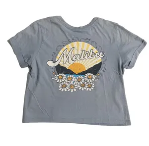 S Vibe N’ Malibu Women’s Comfy Crop Top Graphic T Shirt 100% Cotton Streetwear thumbnail 2