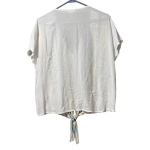 Main Strip Striped Shirt Size Small Tie Bottom Short Sleeve Rayon Lightweight‎ thumbnail 2
