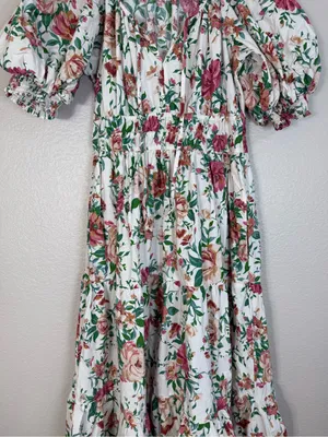 Anthropologie The Somerset Floral Maxi Dress Puff Sleeve Small $168 thumbnail 12