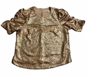 Abercrombie Classic Party Top Sequin Bling Y2K Ruched Sleeve Button‎ Back XS thumbnail 1