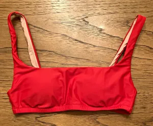 Women’s Bikini Swim Top Red/Pink Solid Lined Strap Size XS Regular thumbnail 1