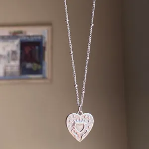 Handmade stainless steel celestial whimsical boho heart necklace🌟 thumbnail 2