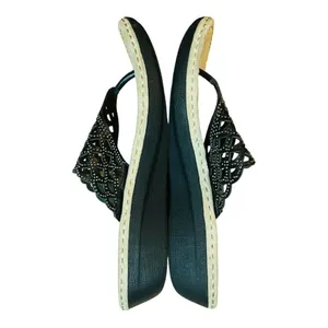Berkley Jensen Womens Black Laser Cut Rhinestone Wedge‎ Thong Sandals Size 9.5 thumbnail 8