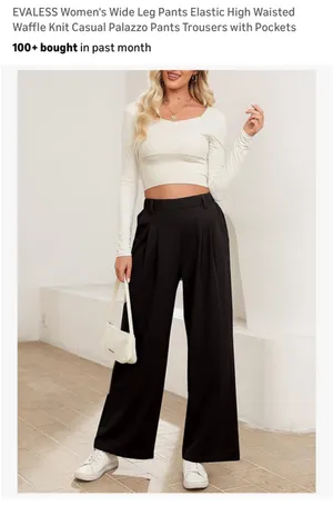 Amazon Wide leg pants elastic waist thumbnail 4