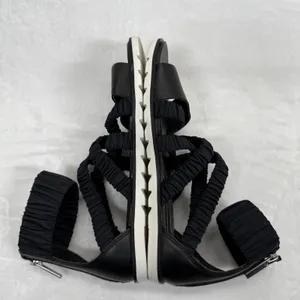 Sorel Gladiator Sandals Ruched Straps Back Zipper Black Leather Size‎ 6.5 thumbnail 7