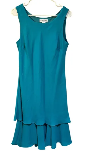 Drapers & Damons Women’s Size Medium Sleeveless Midi Dress Teal Blue Green Scoop thumbnail 1