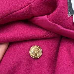 Vintage Fuchsia Pink Trench Coat Womens Size 14 Wool Double Breasted Glam 80s thumbnail 9
